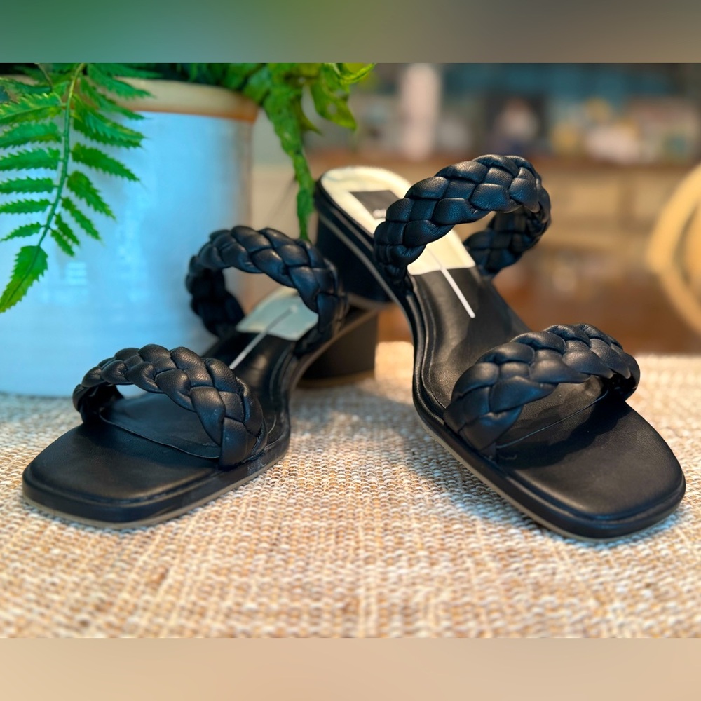 Dolce Vita Braided Strap Black Low Heel Dress Sandals Size 8.5